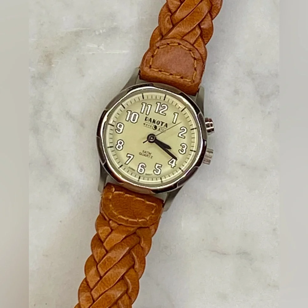 Dakota women’s watch with tan braided wristband